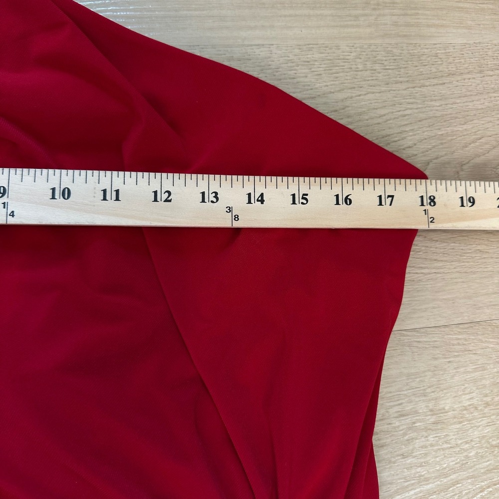 XSCAPE Women Gown Nara One Shoulder Ruched Twist Front Red Sz 12 Grecian Goddess - Picture 9 of 13